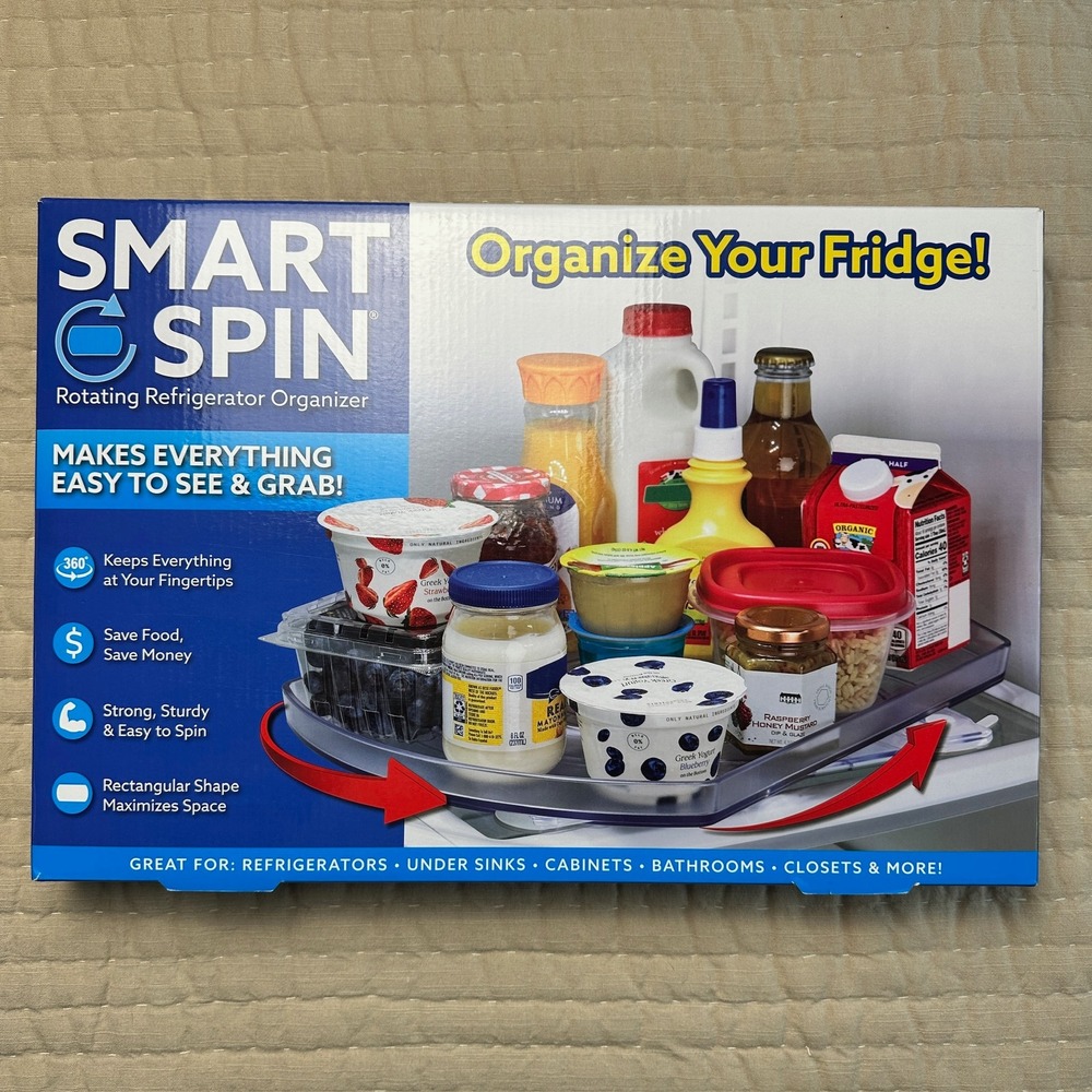 Smart Spin Rotating Refrigerator Organizer Rectangular 360 Degree Storage Tray